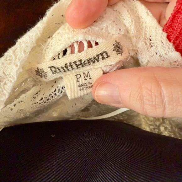 🎉HP!🎉RUFF HEWN Fringe White Floral Lace Shrug Cardigan Size PM - Picture 7 of 8